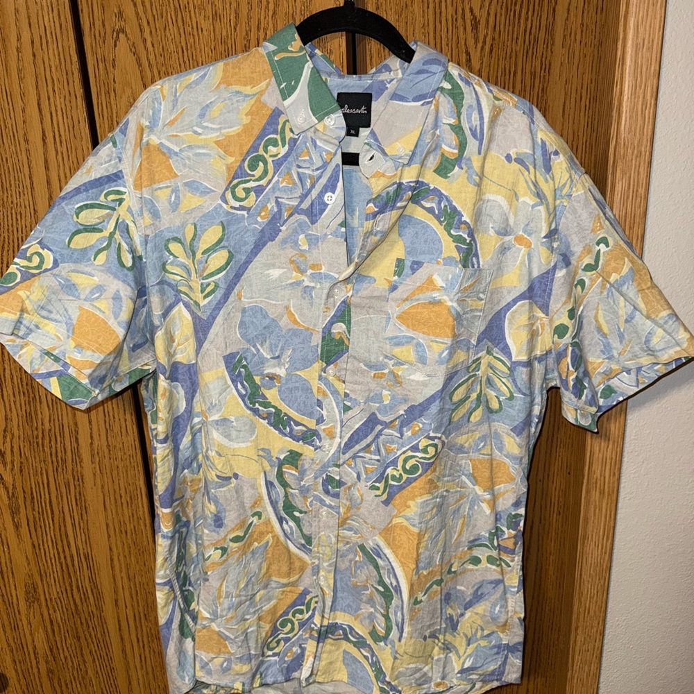 Colorful Pattern Short Sleeve Button-Up Shirt